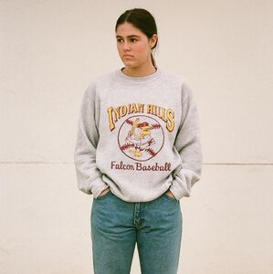 Vintage Russell Athletic Indian Hills Falcon Baseball Crewneck Sweatshirt